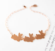 Load image into Gallery viewer, Bunny Bracelet, Rose Gold Rabbit Bracelet, Easter Bunny, Easter Jewelry for girls kids, Gift for Women, Gift for bunny lover rabbit lover
