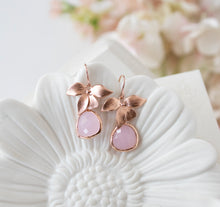 Load image into Gallery viewer, Rose Gold Flower Soft Pink Crystal Earrings
