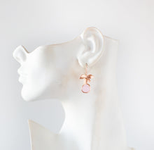 Load image into Gallery viewer, Rose Gold Flower Soft Pink Crystal Earrings
