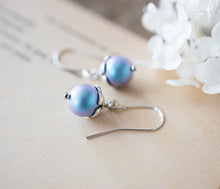 画像をギャラリービューアに読み込む, New! Swarovski Iridescent Light Blue Pearl Silver Earrings, Limited Edition, Blue and Purple, Vintage Style, Victorian, Medium Length
