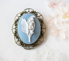 Load image into Gallery viewer, Sage Green Ivory Lily of the Valley Brooch, Flower Cameo Brooch, Lily of the Valley Jewelry, Large Art Deco Brooch Pin, Gift for Mom Aunt
