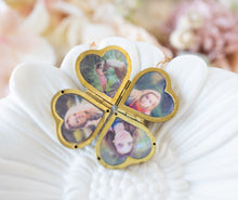 Load image into Gallery viewer, Family Photo Locket Necklace, Gold Folding Locket, Vintage Locket Pendant, Personalized Picture Locket, Family Jewelry, Gift for Mom Grandma
