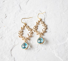 画像をギャラリービューアに読み込む, 18KGP Aquamarine Blue Earrings, Aqua blue Wedding Bridesmaid Earrings, March Birthstone
