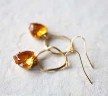 Load image into Gallery viewer, Yellow Topaz Earrings, Heart Earrings, Heart Jewelry, November Birthstone, Gold Circle Earrings, Birthday Gift Anniversary Gift for Women
