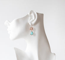 Load image into Gallery viewer, Rose Gold Flower Purple Crystal Earrings
