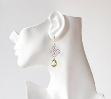 Load image into Gallery viewer, Green Earrings, Silver Filigree Earrings, Peridot Earrings, August Birthstone, Peridot Jewelry, August Birthday Gift for Women
