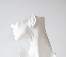 Load image into Gallery viewer, Mint Blue Crystal Silver Filigree Earrings
