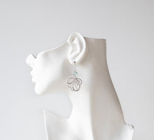 Load image into Gallery viewer, Mint Blue Crystal Silver Filigree Earrings
