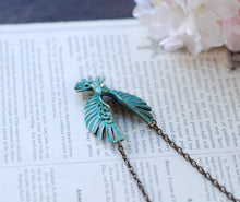 Load image into Gallery viewer, Soaring Bird Necklace, Hawk Eagle Necklace, Teal Blue Verdigris Bird Necklace, Bird Jewelry, Gift for Her, Gift for Women, Gift for daughter
