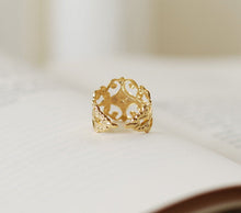 Load image into Gallery viewer, Victorian Style Gold Filigree Ring. High Quality Gold Plated Adjustable Filigree Ring
