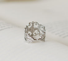 Load image into Gallery viewer, Silver Filigree Ring, Victorian Style High Quality Silver Plated Filigree Ring. Metalwork Adjustable Ring, Valentines day gift
