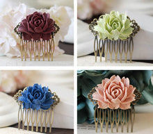 画像をギャラリービューアに読み込む, Dusky Pink Powder Pink Rose Flower Wedding Bridal Hair Comb. Pink Wedding Hair Accessory, Flower Brass Filigree Hair Comb, Bridesmaid Gift
