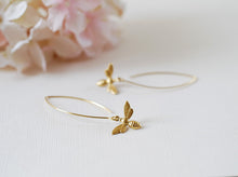 Load image into Gallery viewer, Gold Bee Earrings. Gold Plated Brass Bee Long Dangle Earrings. Bee Jewelry. Spring Summer Bee Accessory
