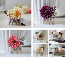 画像をギャラリービューアに読み込む, Plum Violet Rose Dusky Pink Ivory Flower Wedding Bridal Hair Comb. Flow Floral Collage Hair Comb. Bridesmaid Hair Comb
