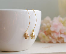 Load image into Gallery viewer, Lily of the Valley Earrings. Matte Gold Lily of The Valley Flower Long Dangle Earrings. Everyday Earrings, Gift for Mom Sister Aunt
