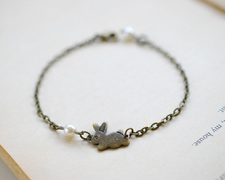 Rabbit Bracelet. Brass Bunny Bracelet. Easter Jewelry, Gift for Sisters, Gift for Daughters, Gift for BFF, Best friend Bracelet