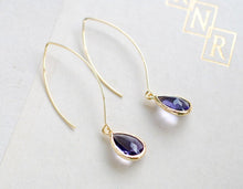 Load image into Gallery viewer, Amethyst Purple Drop long Dangle Earrings
