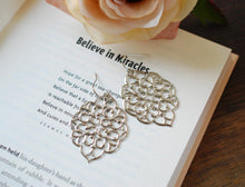 Load image into Gallery viewer, Large silver Filigree Earrings. Boho Chic Moroccan Bohemian Silver Filigree Dangle Earrings
