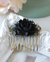 画像をギャラリービューアに読み込む, Black Rose Flower Hair Comb. Goth Gothic Hair Accessory, Black Wedding Bridal Hair Comb, Gothic Wedding Hair Accessory, Holloween
