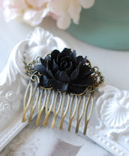 画像をギャラリービューアに読み込む, Black Rose Flower Hair Comb. Goth Gothic Hair Accessory, Black Wedding Bridal Hair Comb, Gothic Wedding Hair Accessory, Holloween
