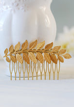 Load image into Gallery viewer, Leaf Headband, Gold Brass Leaf Headband, Grecian Headband, Leaf Hair Accessory, Leaf Headpiece, Romantic Wedding Headband, Woodland Wedding
