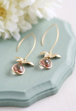 Load image into Gallery viewer, Peach Champagne Gold Orchid Flower Dangle Earrings Peach Champagne Wedding Bridal Earrings Bridesmaid Earrings Gift for her
