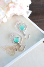 Load image into Gallery viewer, Mint Earrings in Silver, Mint Blue Glass Drop Earrings in Silver, Silver Chandelier Earrings, Mint Wedding Bridal Jewelry, Bridesmaid Gift
