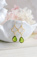 Load image into Gallery viewer, Peridot Green Earrings, August Birthstone Jewelry, August Birthday Gift, Clover Shamrock Earrings, St. Patrick&#39;s Day Jewelry
