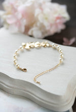 Load image into Gallery viewer, Bridal Bracelet Bridesmaid Bracelet Gold Orchid Flower Swarovski Cream Ivory White Pearl Bracelet Gold Wedding Bracelet Flower Girl Bracelet
