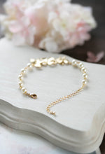 Load image into Gallery viewer, Bridal Bracelet Bridesmaid Bracelet Gold Orchid Flower Swarovski Cream Ivory White Pearl Bracelet Gold Wedding Bracelet Adjustable Bracelet
