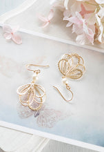 Load image into Gallery viewer, Gold Bridal Earrings Wedding Jewelry Bridesmaid Earrings Maid of Honor Gift Cream White Ivory Pearl Dangle Earrings Chanderlier Earrings
