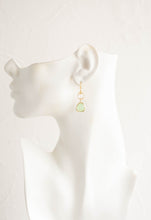 Load image into Gallery viewer, Gold Plated Mint Green Clear Crystal Dangle Earrings Seafoam Green Glass Drop Earrings Mint Wedding Jewelry Bridal Earrings Bridesmaid Gift
