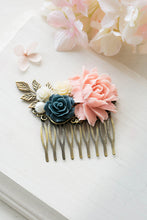 画像をギャラリービューアに読み込む, Blush Pink Navy Dark Blue White Ivory Pearl Rose Flower Bridal Hair Comb Bridesmaid Gift Pink Navy Wedding Hairpiece Rustic Vintage
