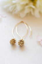 Load image into Gallery viewer, Gold Pine Cone Earrings Long Dangle Pine Cone Earrings Drop Earrings Pine Cone Jewelry Fall Earrings Autumn Jewelry Woodland Jewelry
