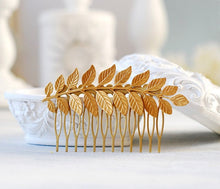 Load image into Gallery viewer, Silver Leaf Hair Comb Bridal Hair Comb Wedding Hair Accessory Silver Leaf Branch Grecian Goddess Hair Comb Woodland Wedding Bridal Hairpiece
