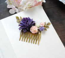 画像をギャラリービューアに読み込む, Purple Pink Ivory Bridal Hair Comb, Purple Blush Pink Wedding Country Wedding Woodland Wedding Garden Wedding Comb, Floral Collage Comb
