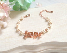 画像をギャラリービューアに読み込む, Rose Gold Bracelet Bridal Bracelet Orchid Flower Cream White Pearls Bracelet Rose Gold Wedding Jewelry Bridesmaid Gift Adjustable Bracelet
