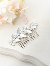 Load image into Gallery viewer, Silver Leaf Hair Comb Bridal Hair Comb Wedding Hair Accessory Silver Leaf Branch Grecian Goddess Hair Comb Woodland Wedding Bridal Hairpiece
